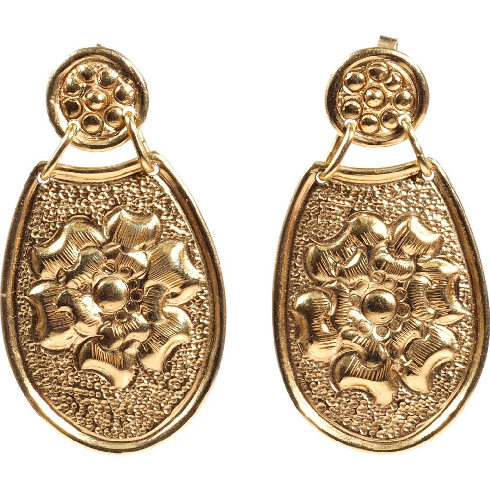 Floral Dangle Earrings in 18K Yellow Gold