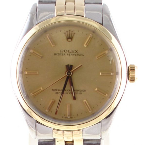 Pre-Owned Rolex Oyster Perpetual (1978) Two Tone 34MM 1002 Front Close