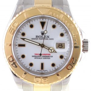 Pre-Owned Rolex Yachtmaster White Dial (2005) Two Tone #16623 Front Close