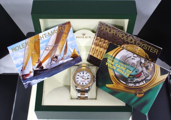 Pre-Owned Rolex Yachtmaster White Dial (2005) Two Tone #16623 b and p