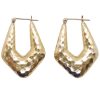 Puffed Hammered Texture Hoop Earrings 14k Yellow Gold Back