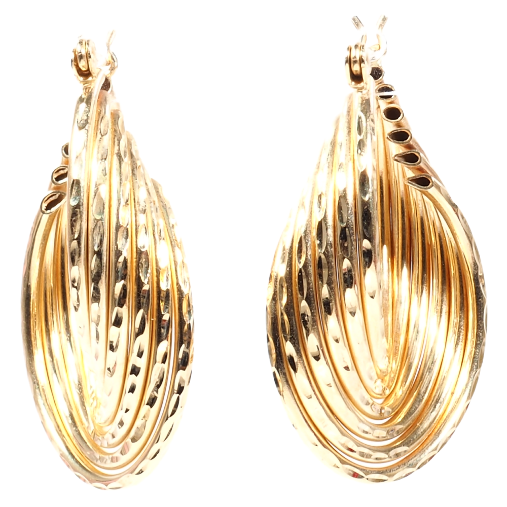 Twisted Multi Hoop Earrings in 14K Yellow Gold