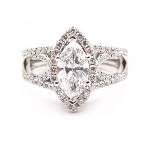 1 carat Marquise Halo Engagement Ring GIA Front