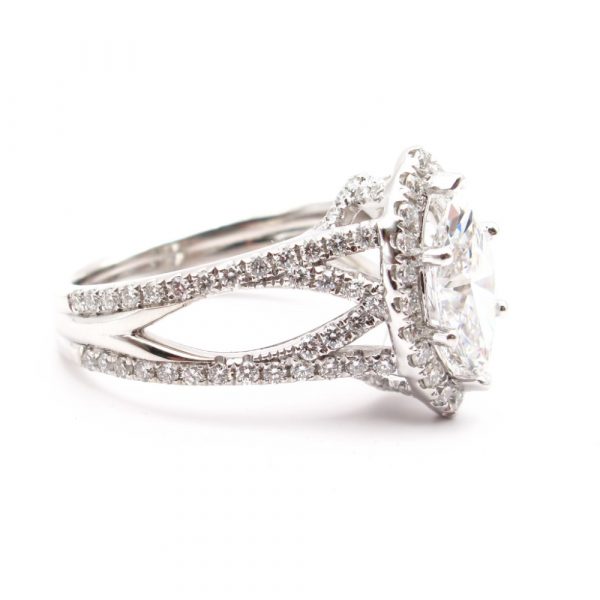 1 carat Marquise Halo Engagement Ring GIA Side