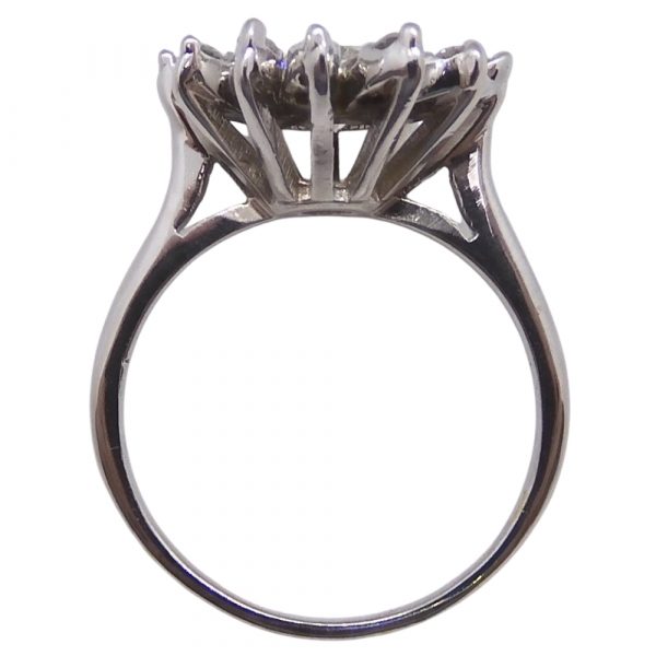 Art Deco 1930's Daisy Flower 0.94 ctw Diamond Halo Engagement Ring 14k White Gold Top