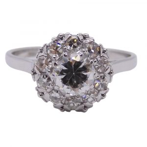 Art Deco Circa 1920's 0.97 ctw Diamond Engagement Ring Platinum Front