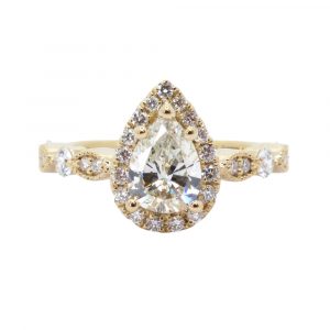 Pear Halo Engagement Ring .75 Front