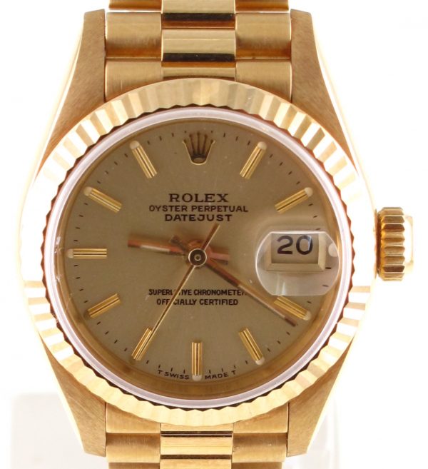Pre-Owned Ladies Rolex Presidential (1988) 18kt Yellow Gold Model 69178 Front Close