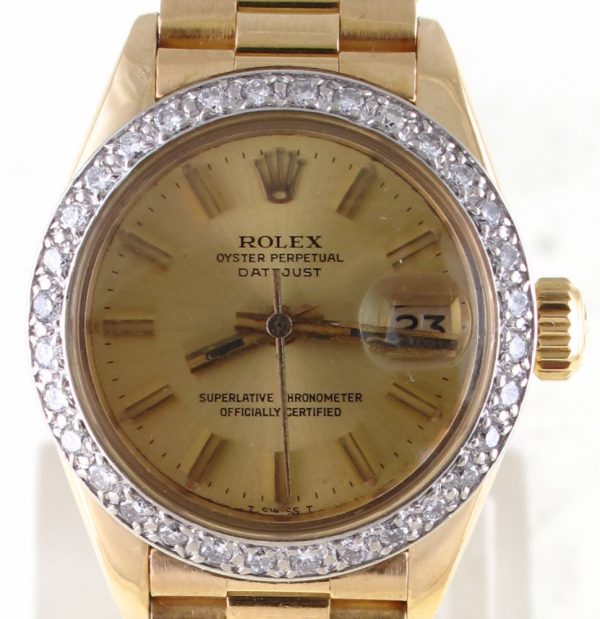 Pre-Owned Ladies Vintage Rolex Presidential (1972) 18kt Yellow Gold Model 6920 Front Close