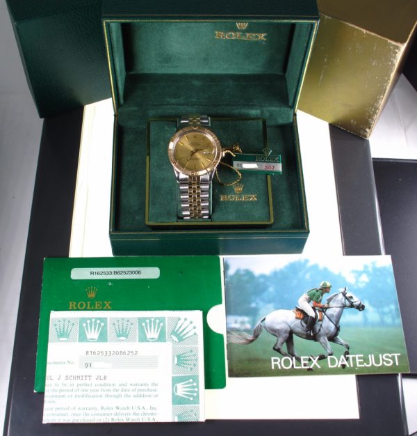 Pre-Owned Rolex Datejust Thunderbird (1985) Two Tone 16253 b and p inside