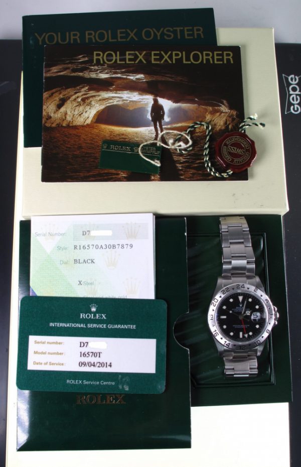 Pre-Owned Rolex Explorer II (2007) Stainless Steel 16570 b and p outside