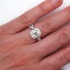 1 carat Emerald Halo Engagement Ring HAnd