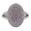 1.00 ctw Pave Cluster Oval Diamond Fashion Ring 14k White Gold Front