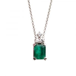 2 carat Colombia Emerald Necklace
