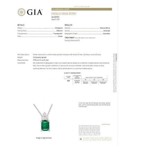 2 carat Colombia Emerald Necklace GIA