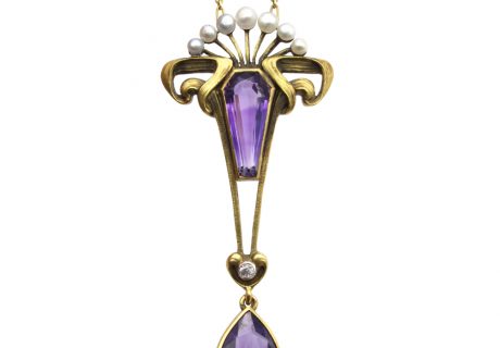 Art Nouveau Amethyst Lavalier Necklace