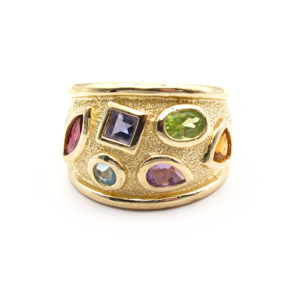 Buy Colorful 1.75 Carat Multi Gemstone Ring 14k Yellow Gold Online ...