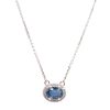 1 carat Sapphire Diamond Halo Necklace