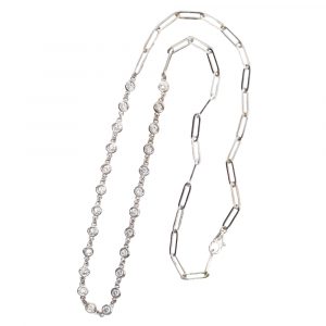 Diamond by the Inch Paper Clip Chain Necklace Full