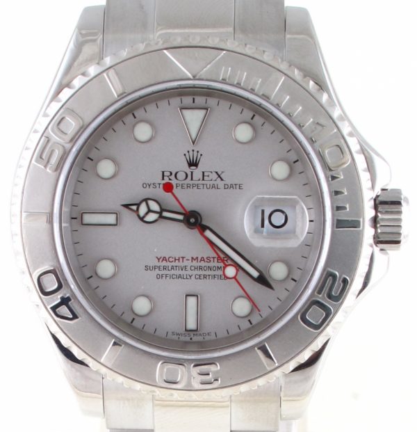 Pre-Owned Rolex Yachtmaster (2002) Stainless Steel And Platinum 16622 Front Close