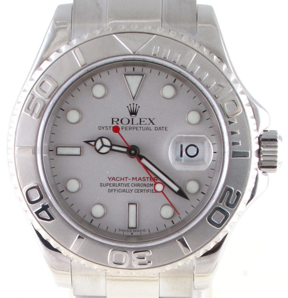 Pre Owned Rolex Yachtmaster 2002 Stainless Steel And Platinum 16622