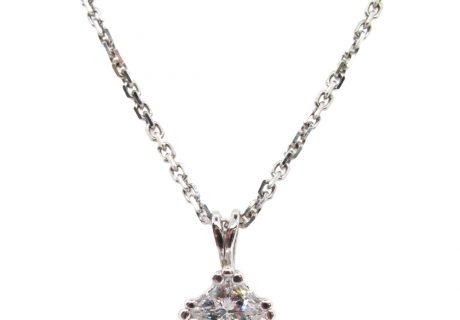 Princess Diamond Solitaire Necklace Closeup