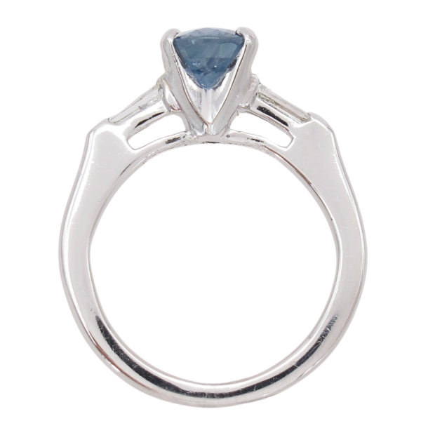 1.21ct Blue Sapphire Art Deco Ring Platinum GIA profile