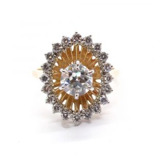 1.50 Carat Diamond Edwardian Halo Engagement Ring