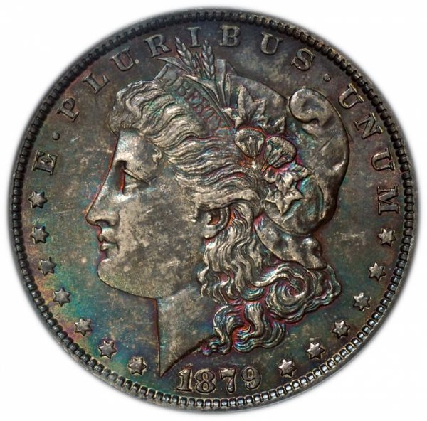 1879-O Morgan Dollar AU58 PCGS Rainbow