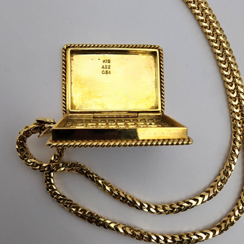 18k Gold square locket and chain