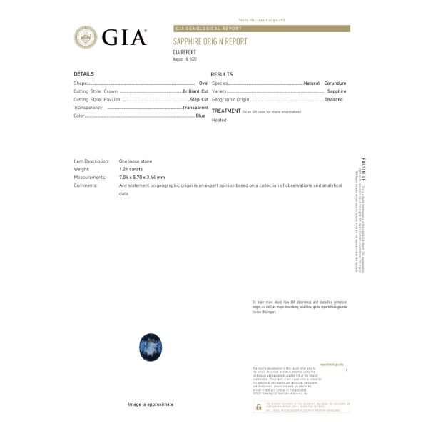 Blue Sapphire GIA certificate
