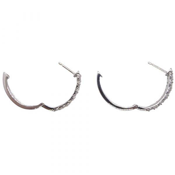 Diamond Oval Hoop Earrings 1.32ctw 10k White Gold Closure