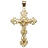 Filigree Crucifix Cross Pendant 18k Yellow Gold Front