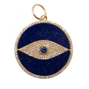 Gold Lapis Diamond Evil Eye