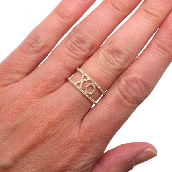 Gold Open XO Diamond Ring Hand
