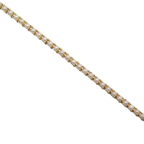 Gold Pearl Tennis Bracelet Straight