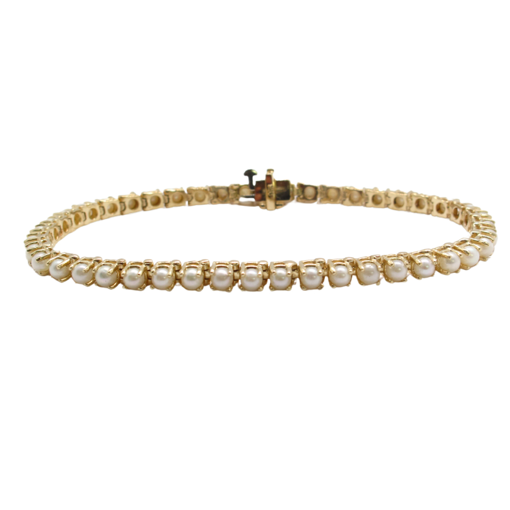 Seed Pearl Line Bracelet 14k Yellow Gold