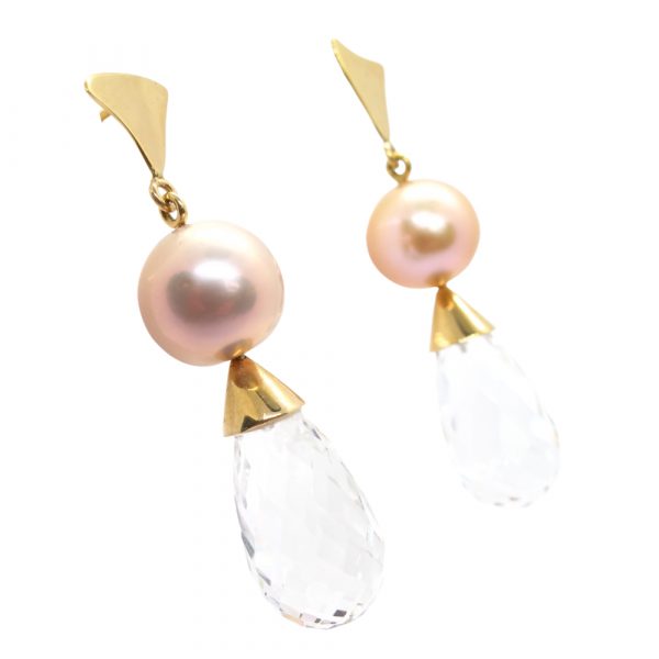 Katerina Marmagioli Royal Pearl Drop Earrings Gold Side