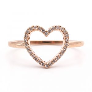 Rose Gold Open Heart Diamond Ring