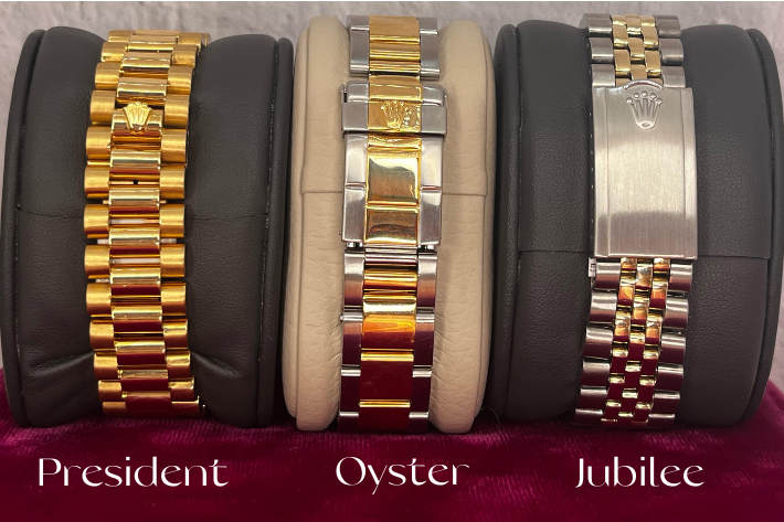 What are the different types of Rolex Bracelets President, Oyster, Jubilee band types