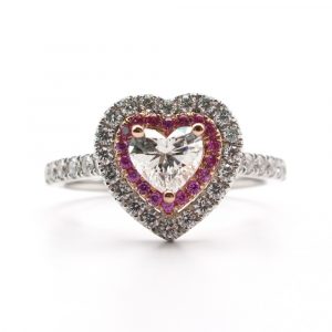 1 carat Diamond Heart Halo Engagement Ring