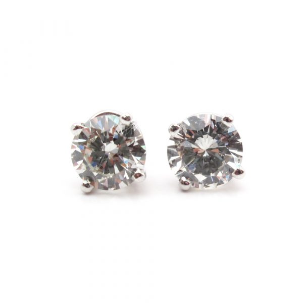 1 carat round diamond stud earrings white gold