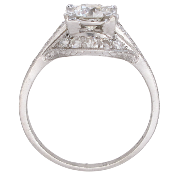 1.12ctw Old European Diamond Edwardian Engagement Ring GIA Platinum profile