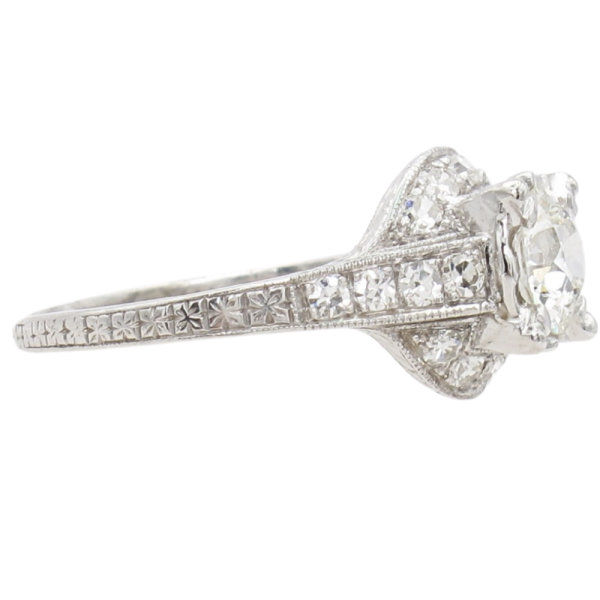 1.12ctw Old European Diamond Edwardian Engagement Ring GIA Platinum side B