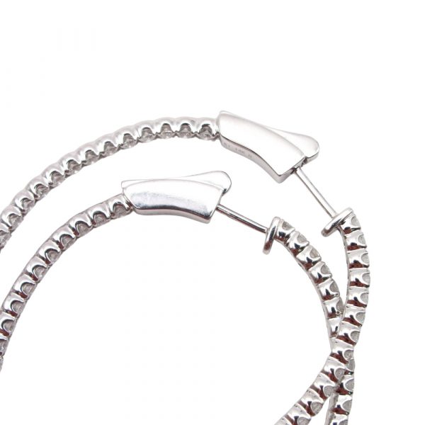 2 Carat Diamond Inside Out Hoop Earrings White Gold Clasp