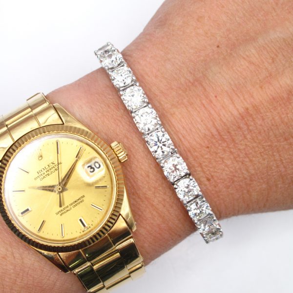 20 Carat Diamond Tennis Bracelet White Gold Worn