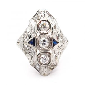 Art Deco 1920's .75 carat Sapphire Diamond Ring