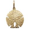 Detailed Sand Dollar Pendant Charm 14k Yellow Gold Front