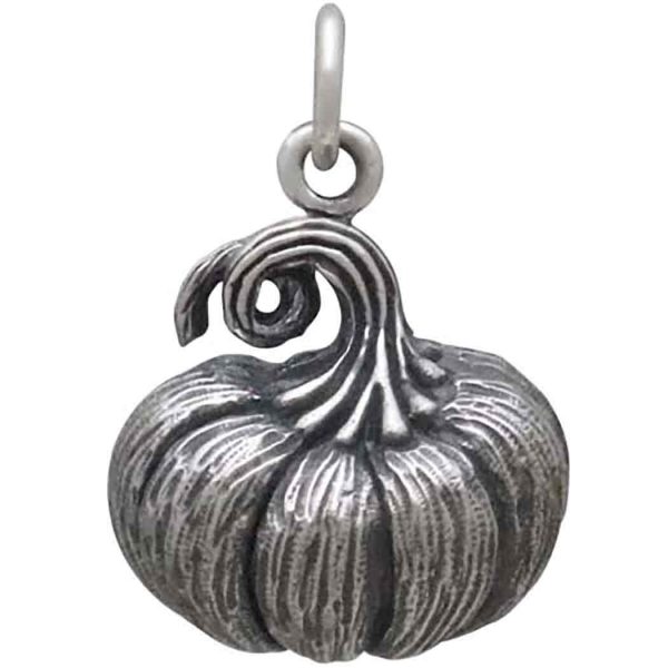 Detailed Sterling Pumpkin Charm