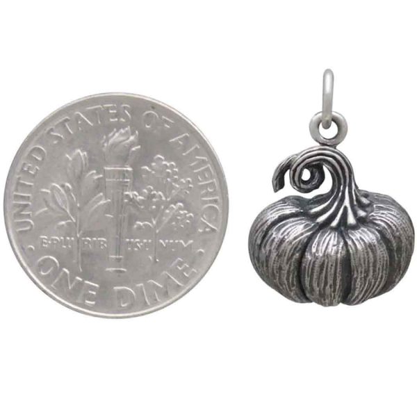 Detailed Sterling Pumpkin Charm Size